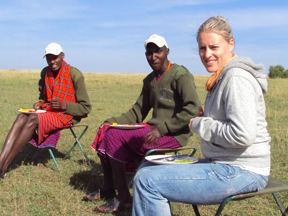 Kate Erskine - midday lunch in the middle of the Masai Mara